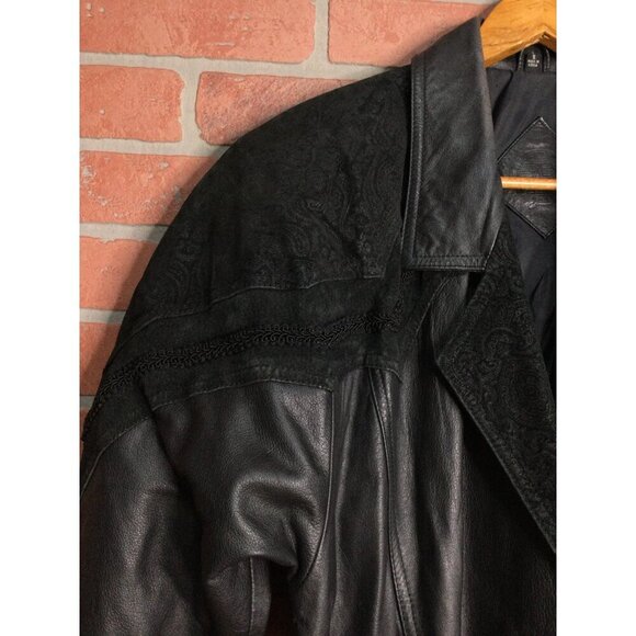 VTG Jacqueline Ferrar Womens Full Length Long Leather Coat Black Size Small Goth - Picture 3 of 10
